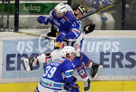 EBEL. Eishockey Bundesliga. EC VSV gegen HC Orli Znojmo. Benjamin Petrik, (VSV), Antonin Boruta (Znojmo). Villach, am 12.10.2017.
Foto: Kuess 


---
pressefotos, pressefotografie, kuess, qs, qspictures, sport, bild, bilder, bilddatenbank