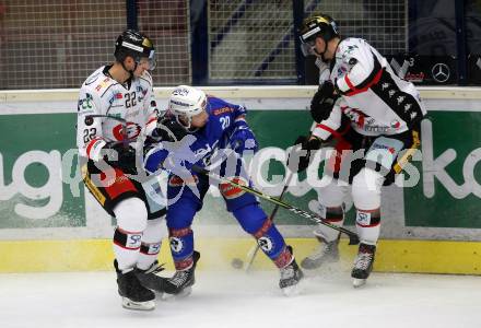EBEL. Eishockey Bundesliga. EC VSV gegen HC Orli Znojmo. Nico Brunner, (VSV), Patrik Novak, Stepan Csamango (Znojmo). Villach, am 12.10.2017.
Foto: Kuess 


---
pressefotos, pressefotografie, kuess, qs, qspictures, sport, bild, bilder, bilddatenbank
