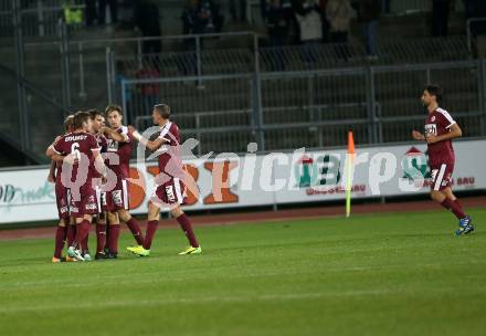 Fussball Tipico Bundesliga. RZ Pellets WAC gegen SV Mattersburg. torjubel  (Mattersburg). Wolfsberg, am 14.10.2017.
Foto: Kuess

---
pressefotos, pressefotografie, kuess, qs, qspictures, sport, bild, bilder, bilddatenbank