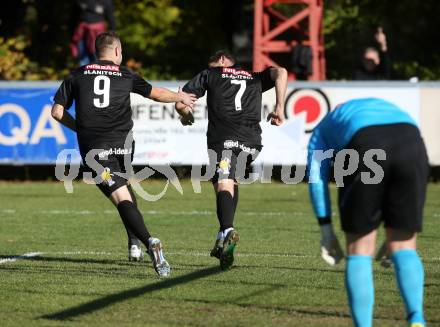 Fussball. Kaerntner Liga. KAC 1909 gegen Bleiburg. Torjubel Adnan Besic, Christopher Knauder  (Bleiburg). Klagenfurt, 14.10.2017.
Foto: Kuess
---
pressefotos, pressefotografie, kuess, qs, qspictures, sport, bild, bilder, bilddatenbank