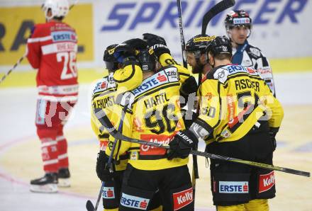 EBEL. Eishockey Bundesliga. KAC gegen 	Vienna Capitals. Torjubel Nikolaus Hartl (Vienna Capitals). Klagenfurt, am 15.10.2017.
Foto: Kuess

---
pressefotos, pressefotografie, kuess, qs, qspictures, sport, bild, bilder, bilddatenbank