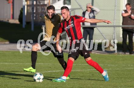 Fussball Kaerntner LIga. St. Jakob im Rosental gegen Koettmannsdorf. Davor Bokalic, (St. Jakob), Stephan Borovnik  (Koettmannsdorf). St. Jakob am 14.10.2017.
Foto: Kuess
---
pressefotos, pressefotografie, kuess, qs, qspictures, sport, bild, bilder, bilddatenbank