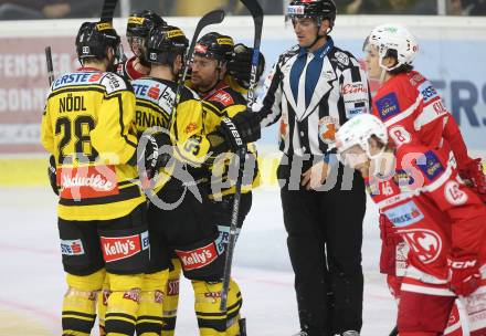 EBEL. Eishockey Bundesliga. KAC gegen 	Vienna Capitals. Torjubel Rafael Rotter (Vienna Capitals). Klagenfurt, am 15.10.2017.
Foto: Kuess

---
pressefotos, pressefotografie, kuess, qs, qspictures, sport, bild, bilder, bilddatenbank