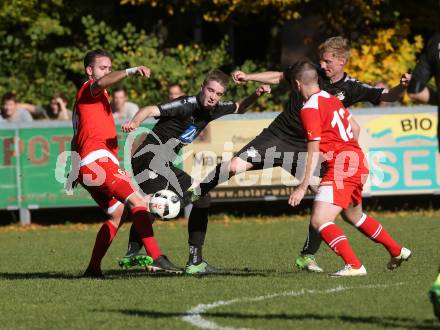 Fussball. Kaerntner Liga. KAC 1909 gegen Bleiburg. Toni Krijan, Markus Pavic (KAC), Nico Gerak,  Rene Partl (Bleiburg). Klagenfurt, 14.10.2017.
Foto: Kuess
---
pressefotos, pressefotografie, kuess, qs, qspictures, sport, bild, bilder, bilddatenbank