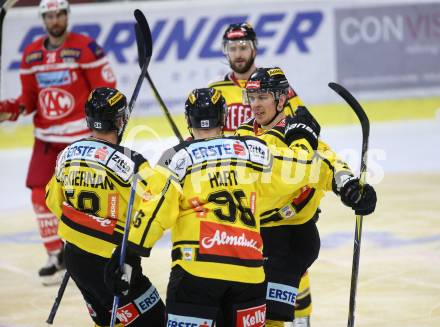 EBEL. Eishockey Bundesliga. KAC gegen 	Vienna Capitals. Torjubel Nikolaus Hartl (Vienna Capitals). Klagenfurt, am 15.10.2017.
Foto: Kuess

---
pressefotos, pressefotografie, kuess, qs, qspictures, sport, bild, bilder, bilddatenbank