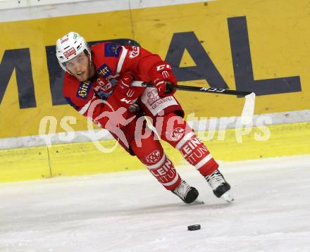 EBEL. Eishockey Bundesliga. KAC gegen 	Dornbirn Bulldogs. Johanens Bischofberger, (KAC). Klagenfurt, am 20.10.2017.
Foto: Kuess

---
pressefotos, pressefotografie, kuess, qs, qspictures, sport, bild, bilder, bilddatenbank