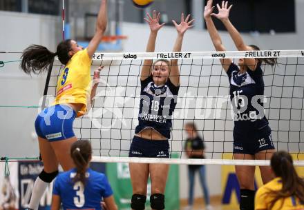 Volleyball Bundesliga. Frauen. SG Kelag Klagenfurt gegen VC Tirol. Ana Baji, Nikolina Bajic (Klagenfurt). Klagenfurt, am 21.10.2017.
Foto: Kuess
---
pressefotos, pressefotografie, kuess, qs, qspictures, sport, bild, bilder, bilddatenbank