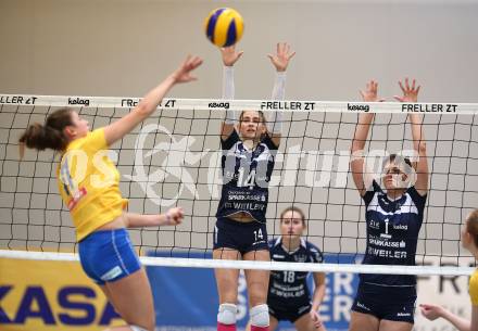 Volleyball Bundesliga. Frauen. SG Kelag Klagenfurt gegen VC Tirol. Daniela Katz, Tatjana Rajic (Klagenfurt). Klagenfurt, am 21.10.2017.
Foto: Kuess
---
pressefotos, pressefotografie, kuess, qs, qspictures, sport, bild, bilder, bilddatenbank