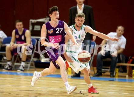 Basketball 2. Bundesliga. Grunddurchgang. 5. Runde. KOS Celovec gegen D.C. Timberwolves. Ziga Erculj, (KOS Celovec), Laurence Mueller (Timberwolves). Klagenfurt, am 21.10.2017.
Foto: Kuess
---
pressefotos, pressefotografie, kuess, qs, qspictures, sport, bild, bilder, bilddatenbank