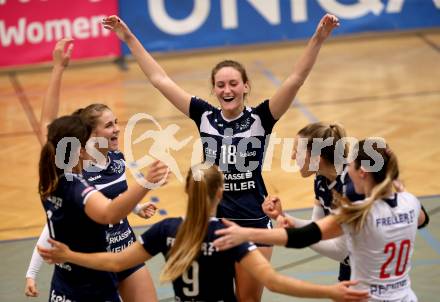 Volleyball Bundesliga. Frauen. SG Kelag Klagenfurt gegen VC Tirol. Jubel (Klagenfurt). Klagenfurt, am 21.10.2017.
Foto: Kuess
---
pressefotos, pressefotografie, kuess, qs, qspictures, sport, bild, bilder, bilddatenbank