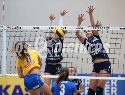 Volleyball Bundesliga. Frauen. SG Kelag Klagenfurt gegen VC Tirol. Daniela Katz, Tatjana Rajic (Klagenfurt). Klagenfurt, am 21.10.2017.
Foto: Kuess
---
pressefotos, pressefotografie, kuess, qs, qspictures, sport, bild, bilder, bilddatenbank