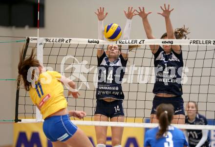 Volleyball Bundesliga. Frauen. SG Kelag Klagenfurt gegen VC Tirol. Daniela Katz, Tatjana Rajic (Klagenfurt). Klagenfurt, am 21.10.2017.
Foto: Kuess
---
pressefotos, pressefotografie, kuess, qs, qspictures, sport, bild, bilder, bilddatenbank