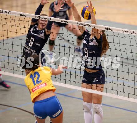 Volleyball Bundesliga. Frauen. SG Kelag Klagenfurt gegen VC Tirol. Carina Goldberger, Alex Epure (Klagenfurt). Klagenfurt, am 21.10.2017.
Foto: Kuess
---
pressefotos, pressefotografie, kuess, qs, qspictures, sport, bild, bilder, bilddatenbank