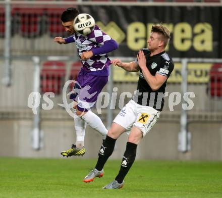 Fussball Regionalliga. SK Austria Klagenfurt gegen FC Jerich International Gleisdorf. Tadej Zagar Knez, (Klagenfurt), Dominik Weiss (Gleisdorf). Klagenfurt, am 20.10.2017.
Foto: Kuess
---
pressefotos, pressefotografie, kuess, qs, qspictures, sport, bild, bilder, bilddatenbank