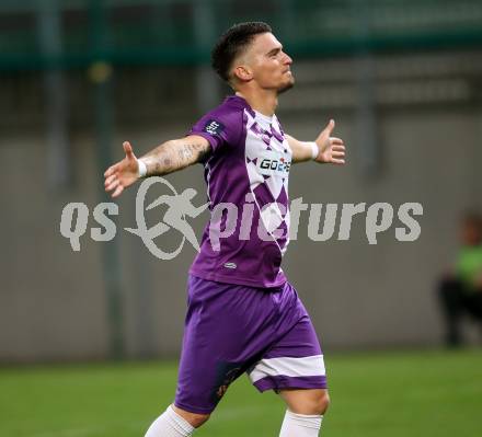 Fussball Regionalliga. SK Austria Klagenfurt gegen FC Jerich International Gleisdorf. Torjubel Tadej Zagar Knez (Klagenfurt). Klagenfurt, am 20.10.2017.
Foto: Kuess
---
pressefotos, pressefotografie, kuess, qs, qspictures, sport, bild, bilder, bilddatenbank