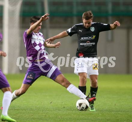 Fussball Regionalliga. SK Austria Klagenfurt gegen FC Jerich International Gleisdorf. Ambrozije Soldo, (Klagenfurt), Markus Farnleitner  (Gleisdorf). Klagenfurt, am 20.10.2017.
Foto: Kuess
---
pressefotos, pressefotografie, kuess, qs, qspictures, sport, bild, bilder, bilddatenbank