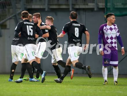 Fussball Regionalliga. SK Austria Klagenfurt gegen FC Jerich International Gleisdorf. Torjubel Markus Farnleitner (Gleisdorf). Klagenfurt, am 20.10.2017.
Foto: Kuess
---
pressefotos, pressefotografie, kuess, qs, qspictures, sport, bild, bilder, bilddatenbank