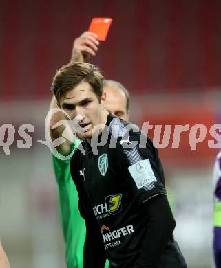 Fussball Regionalliga. SK Austria Klagenfurt gegen FC Jerich International Gleisdorf. Rote Karte fuer Matthias Puschl (Gleisdorf). Klagenfurt, am 20.10.2017.
Foto: Kuess
---
pressefotos, pressefotografie, kuess, qs, qspictures, sport, bild, bilder, bilddatenbank