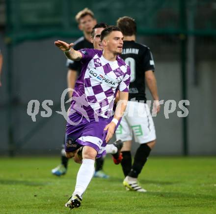 Fussball Regionalliga. SK Austria Klagenfurt gegen FC Jerich International Gleisdorf. Torjubel Tadej Zagar Knez (Klagenfurt). Klagenfurt, am 20.10.2017.
Foto: Kuess
---
pressefotos, pressefotografie, kuess, qs, qspictures, sport, bild, bilder, bilddatenbank