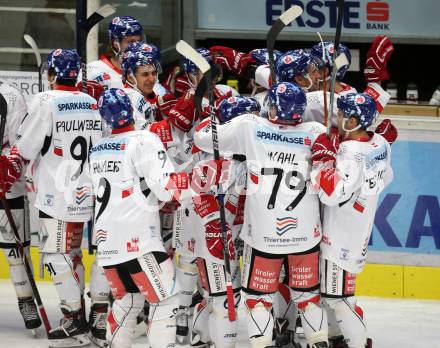 EBEL. Eishockey Bundesliga. EC VSV gegen HC TWK Innsbruck. Jubel  (Innsbruck). Villach, am 26.10.2017.
Foto: Kuess 


---
pressefotos, pressefotografie, kuess, qs, qspictures, sport, bild, bilder, bilddatenbank