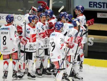 EBEL. Eishockey Bundesliga. EC VSV gegen HC TWK Innsbruck. Jubel  (Innsbruck). Villach, am 26.10.2017.
Foto: Kuess 


---
pressefotos, pressefotografie, kuess, qs, qspictures, sport, bild, bilder, bilddatenbank