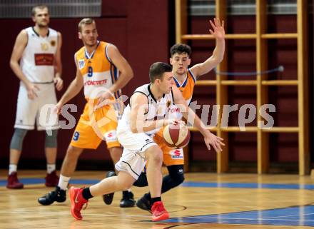 Basketball 2. Bundesliga. Grunddurchgang. 6. Runde. Woerthersee Piraten gegen BBU Salzburg. Kushtrim Dvorani (Woerthersee Piraten), Sergio Jimenez Vicent (Salzburg). Klagenfurt, am 21.10.2017.
Foto: Kuess
---
pressefotos, pressefotografie, kuess, qs, qspictures, sport, bild, bilder, bilddatenbank