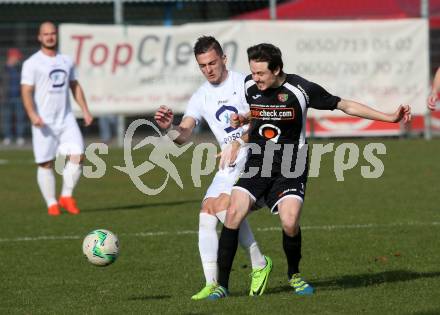 Fussball. Kaerntner Liga. SAK gegen Gmuend. Zoran Vukovic (SAK), Christoph Oberbucher (Gmuend). Klagenfurt, 28.10.2017.
Foto: Kuess
---
pressefotos, pressefotografie, kuess, qs, qspictures, sport, bild, bilder, bilddatenbank