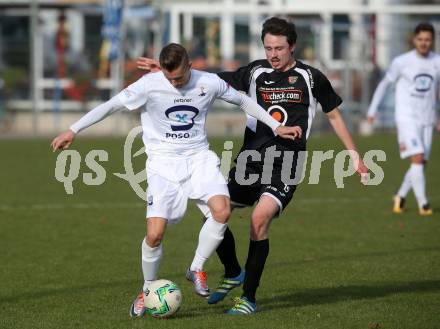 Fussball. Kaerntner Liga. SAK gegen Gmuend. Jurinic Andrej (SAK), Christoph Oberbucher (Gmuend). Klagenfurt, 28.10.2017.
Foto: Kuess
---
pressefotos, pressefotografie, kuess, qs, qspictures, sport, bild, bilder, bilddatenbank