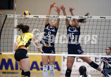 Volleyball Bundesliga. Frauen. SG Klagenfurt gegen Linz Steg. Maria Alexandra Epure, Nikolina Bajic (SG Klagenfurt), Patricia Teufl (Linz Steg). Klagenfurt, am 4.11.2017.
Foto: Kuess
---
pressefotos, pressefotografie, kuess, qs, qspictures, sport, bild, bilder, bilddatenbank