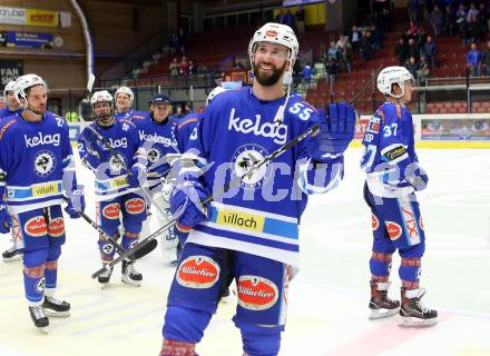 EBEL. Eishockey Bundesliga. EC VSV gegen EHC Liwest Black Wings Linz. Jubel Andrew Sarauer (VSV). Villach, am 5.11.2017.
Foto: Kuess 


---
pressefotos, pressefotografie, kuess, qs, qspictures, sport, bild, bilder, bilddatenbank