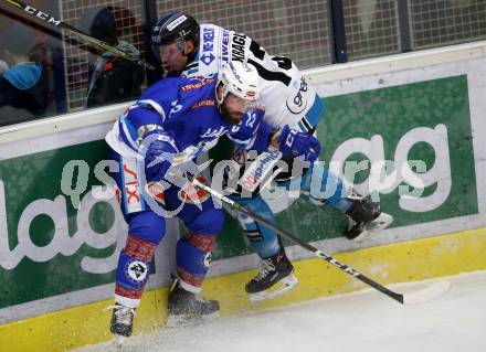 EBEL. Eishockey Bundesliga. EC VSV gegen EHC Liwest Black Wings Linz. Nikolas Petrik (VSV), Gerd Kragl (Linz). Villach, am 5.11.2017.
Foto: Kuess 


---
pressefotos, pressefotografie, kuess, qs, qspictures, sport, bild, bilder, bilddatenbank