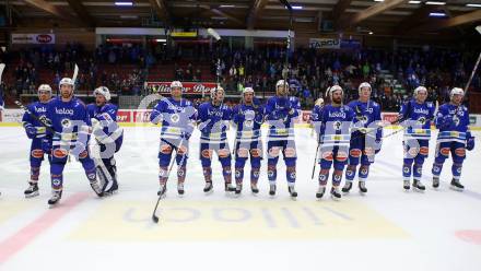 EBEL. Eishockey Bundesliga. EC VSV gegen EHC Liwest Black Wings Linz. Jubel (VSV). Villach, am 5.11.2017.
Foto: Kuess 


---
pressefotos, pressefotografie, kuess, qs, qspictures, sport, bild, bilder, bilddatenbank