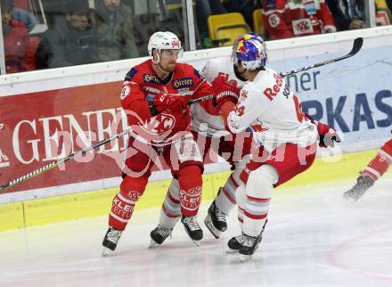 EBEL. Eishockey Bundesliga. KAC gegen 	EC Red Bull Salzburg. Matthew Neal, (KAC), Robert Schremp  (Salzburg). Klagenfurt, am 5.11.2017.
Foto: Kuess

---
pressefotos, pressefotografie, kuess, qs, qspictures, sport, bild, bilder, bilddatenbank