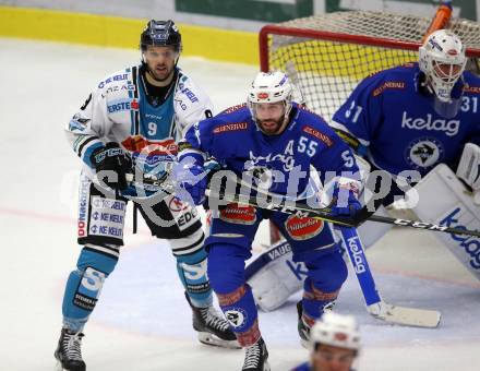 EBEL. Eishockey Bundesliga. EC VSV gegen EHC Liwest Black Wings Linz. Andrew Sarauer (VSV), Rick Schofield (Linz). Villach, am 5.11.2017.
Foto: Kuess 


---
pressefotos, pressefotografie, kuess, qs, qspictures, sport, bild, bilder, bilddatenbank