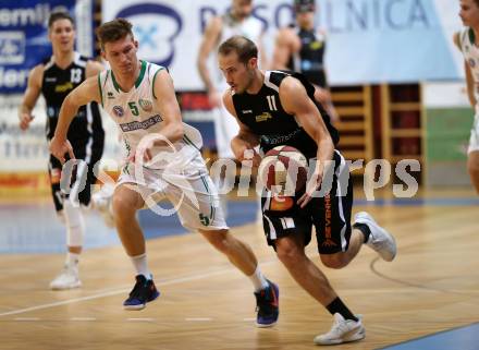 Basketball 2. Bundesliga. Grunddurchgang. 7. Runde. KOS Celovec gegen Jennersdorf Blackbirds. Andi Smrtnik (KOS Celovec), Matthias Klepeisz (Jennersdorf Blackbirds). Klagenfurt, am 4.11.2017.
Foto: Kuess
---
pressefotos, pressefotografie, kuess, qs, qspictures, sport, bild, bilder, bilddatenbank