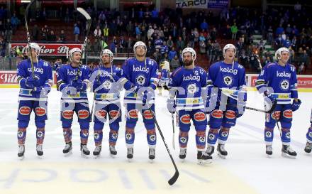 EBEL. Eishockey Bundesliga. EC VSV gegen EHC Liwest Black Wings Linz. Jordan Hickmott, Patrick Platzer, Nico Brunner, Miha Stebih, Nikolas Petrik, Robert Flick, Valentin Leiler (VSV). Villach, am 5.11.2017.
Foto: Kuess 


---
pressefotos, pressefotografie, kuess, qs, qspictures, sport, bild, bilder, bilddatenbank