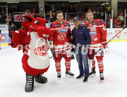EBEL. Eishockey Bundesliga. KAC gegen 	EC Red Bull Salzburg.  Stefan Geier ,  Jamie Lundmark  (KAC). Klagenfurt, am 5.11.2017.
Foto: Kuess

---
pressefotos, pressefotografie, kuess, qs, qspictures, sport, bild, bilder, bilddatenbank