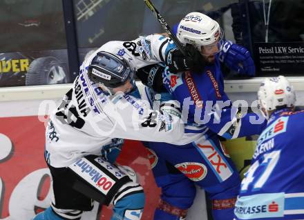 EBEL. Eishockey Bundesliga. EC VSV gegen EHC Liwest Black Wings Linz. Samuel Labrecque (VSV), Dan Dasilva (Linz). Villach, am 5.11.2017.
Foto: Kuess 


---
pressefotos, pressefotografie, kuess, qs, qspictures, sport, bild, bilder, bilddatenbank
