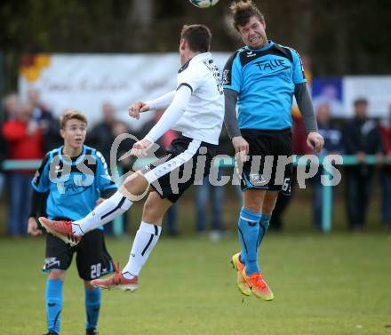 Fussball. 1. Klasse B. Ledenitzen gegen Maria Gail. Jakob Velikogne (Ledenitzen),  Marcel Wallis (Maria Gail). Ledenitzen, 5.11.2017.
Foto: Kuess
---
pressefotos, pressefotografie, kuess, qs, qspictures, sport, bild, bilder, bilddatenbank