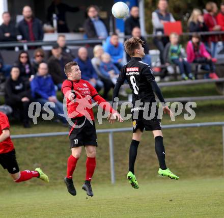 Fussball. Kaerntner Liga. Bleiburg gegen Maria Saal. Mathias Robert Knauder (Bleiburg), Zoran Jorgic  (Maria Saal). Bleiburg, 4.11.2017.
Foto: Kuess
---
pressefotos, pressefotografie, kuess, qs, qspictures, sport, bild, bilder, bilddatenbank