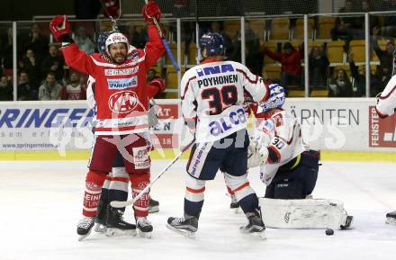 EBEL. Eishockey Bundesliga. KAC gegen 	KHL Medvescak Zagreb. Torjubel Thomas Koch (KAC). Klagenfurt, am 15.11.2017.
Foto: Kuess

---
pressefotos, pressefotografie, kuess, qs, qspictures, sport, bild, bilder, bilddatenbank