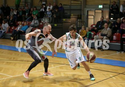 Basketball 2. Bundesliga. Grunddurchgang. 9. Runde. KOS Celovec gegen Raiders Villach. Christian Erschen (KOS Celovec), Nino Gross  (Raiders Villach). Klagenfurt, am 18.11.2017.
Foto: Kuess
---
pressefotos, pressefotografie, kuess, qs, qspictures, sport, bild, bilder, bilddatenbank