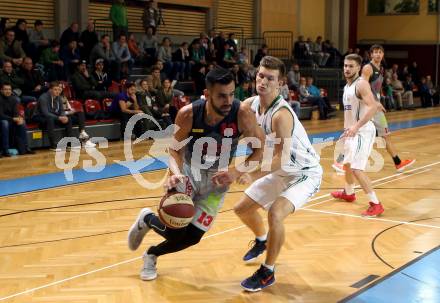 Basketball 2. Bundesliga. Grunddurchgang. 9. Runde. KOS Celovec gegen Raiders Villach. Andi Smrtnik (KOS Celovec), Mensud Julevic (Raiders Villach). Klagenfurt, am 18.11.2017.
Foto: Kuess
---
pressefotos, pressefotografie, kuess, qs, qspictures, sport, bild, bilder, bilddatenbank