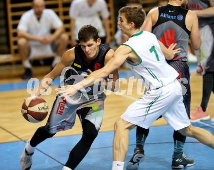 Basketball 2. Bundesliga. Grunddurchgang. 9. Runde. KOS Celovec gegen Raiders Villach. Jan Razdevsek (KOS Celovec), Marko Jurica (Raiders Villach). Klagenfurt, am 18.11.2017.
Foto: Kuess
---
pressefotos, pressefotografie, kuess, qs, qspictures, sport, bild, bilder, bilddatenbank