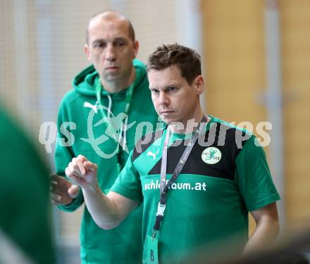 Handball Bundesliga. Schlafraum.at Kaernten gegen Union Sparkasse Korneuburg. Michael Pontasch Mueller, Trainer Jure Krevh,  (schlafraum.at). Klagenfurt, am 18.7.2017.
Foto: Kuess
---
pressefotos, pressefotografie, kuess, qs, qspictures, sport, bild, bilder, bilddatenbank