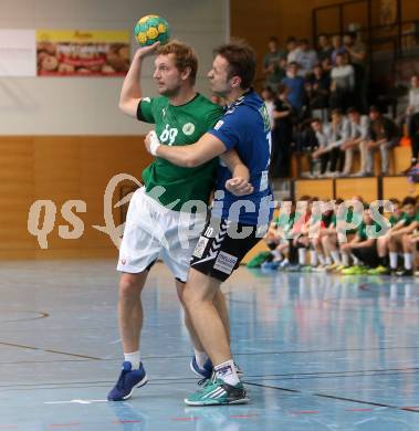 Handball Bundesliga. Schlafraum.at Kaernten gegen Union Sparkasse Korneuburg. Miha Tomsic (schlafraum.at), Ivan Brandic (Korneuburg). Klagenfurt, am 18.7.2017.
Foto: Kuess
---
pressefotos, pressefotografie, kuess, qs, qspictures, sport, bild, bilder, bilddatenbank