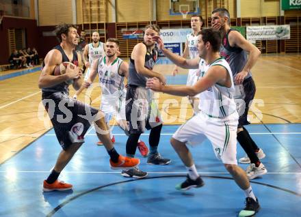 Basketball 2. Bundesliga. Grunddurchgang. 9. Runde. KOS Celovec gegen Raiders Villach. Christian Erschen, Ziga Erculj (KOS Celovec),  Simon Finzgar, Tim Huber (Raiders Villach). Klagenfurt, am 18.11.2017.
Foto: Kuess
---
pressefotos, pressefotografie, kuess, qs, qspictures, sport, bild, bilder, bilddatenbank