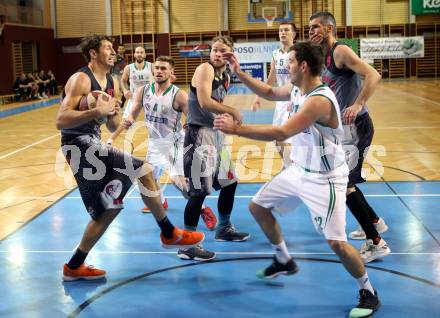 Basketball 2. Bundesliga. Grunddurchgang. 9. Runde. KOS Celovec gegen Raiders Villach. Christian Erschen, Ziga Erculj (KOS Celovec),  Simon Finzgar, Tim Huber (Raiders Villach). Klagenfurt, am 18.11.2017.
Foto: Kuess
---
pressefotos, pressefotografie, kuess, qs, qspictures, sport, bild, bilder, bilddatenbank