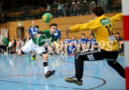 Handball Bundesliga. Schlafraum.at Kaernten gegen Union Sparkasse Korneuburg. Luca Thomas Urbani,  (schlafraum.at), Marc Muhm (Korneuburg). Klagenfurt, am 18.7.2017.
Foto: Kuess
---
pressefotos, pressefotografie, kuess, qs, qspictures, sport, bild, bilder, bilddatenbank