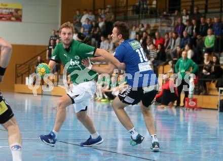 Handball Bundesliga. Schlafraum.at Kaernten gegen Union Sparkasse Korneuburg. Miha Tomsic (schlafraum.at), Ivan Brandic  (Korneuburg). Klagenfurt, am 18.7.2017.
Foto: Kuess
---
pressefotos, pressefotografie, kuess, qs, qspictures, sport, bild, bilder, bilddatenbank